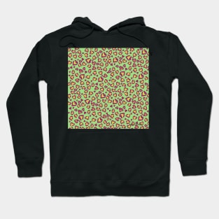 Valentine Leopard Pattern in Plum on Green Hoodie